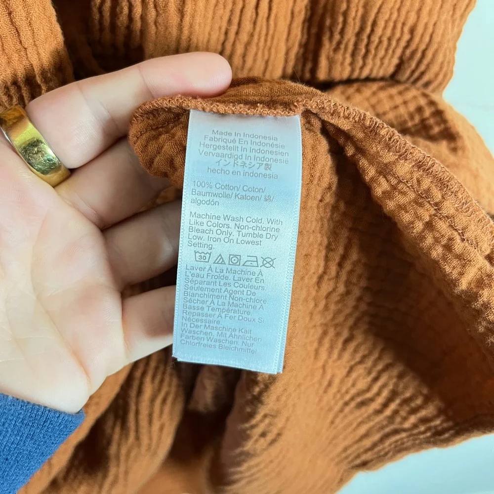 J. Crew Cotton Gauze Tiered Babydoll Mini Dress Orange Ruffle Sleeves Womens 10